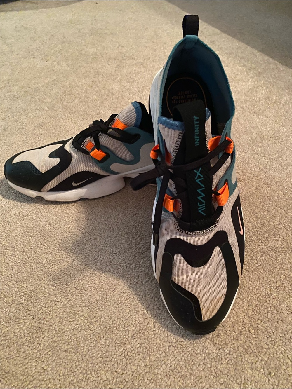 Nike Air Max Infinity Sneakers - Black, Teal & Orange Accents